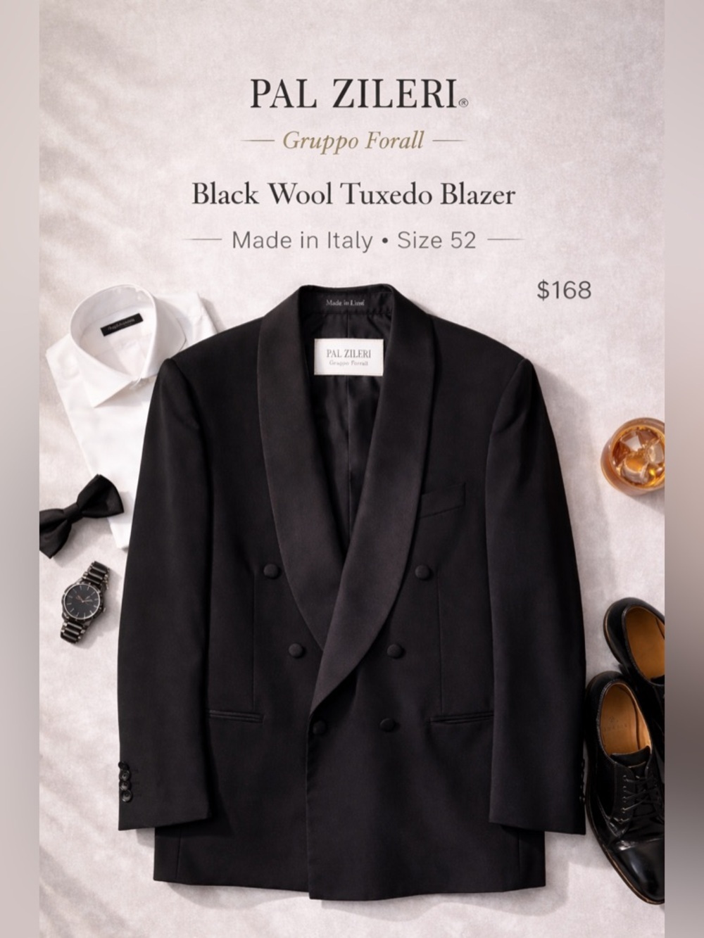 Pal Zileri Gruppo Forall Black Wool Blazer Made in Italy Size 52